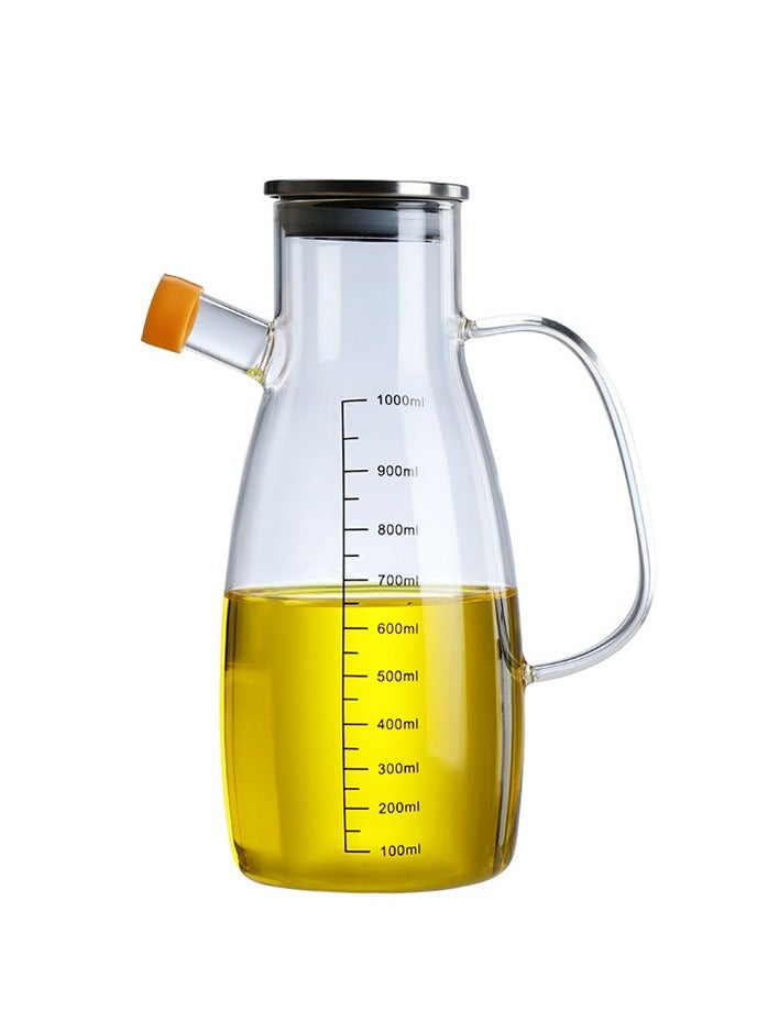 MileMelo Borosilicate Oil Dispenser & Stoppers Bottle with Handle, Olive Oil Dispenser Glass Bottle 1L - Image 1